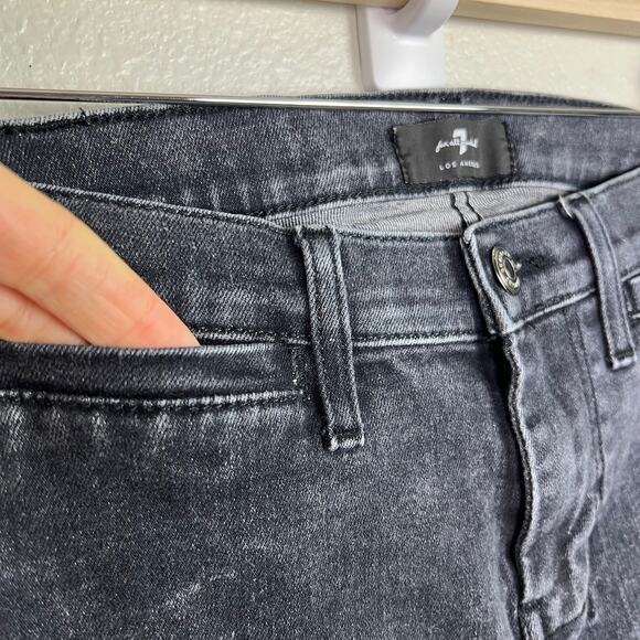 7 For All Mankind Dojo Jeans Women's Size 26 Black Wash Denim Flare Stretch - Picture 6 of 12